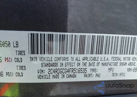 2015 Dodge Grand Caravan Sxt z USA, uszkodzony, nr VIN 2C4RDGCG4FR516535